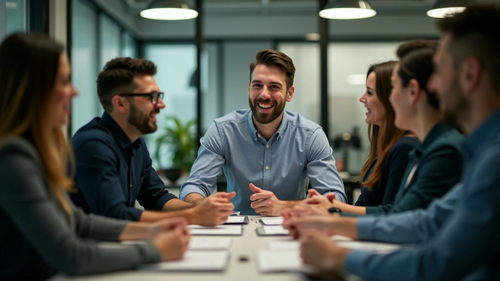 Team reviewing positive forecasting results in a professional office