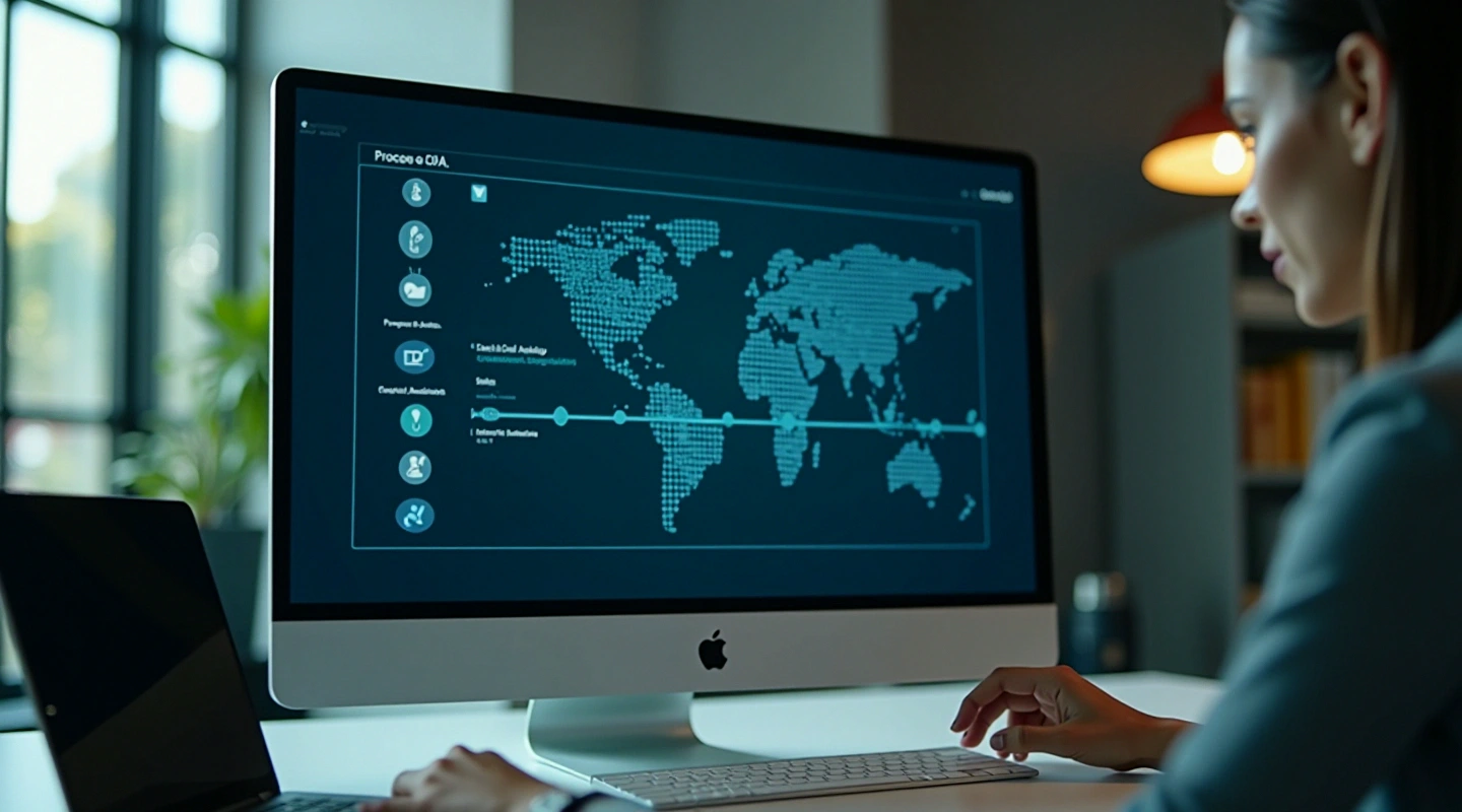 Desktop display showing automated workflows and processed operational data