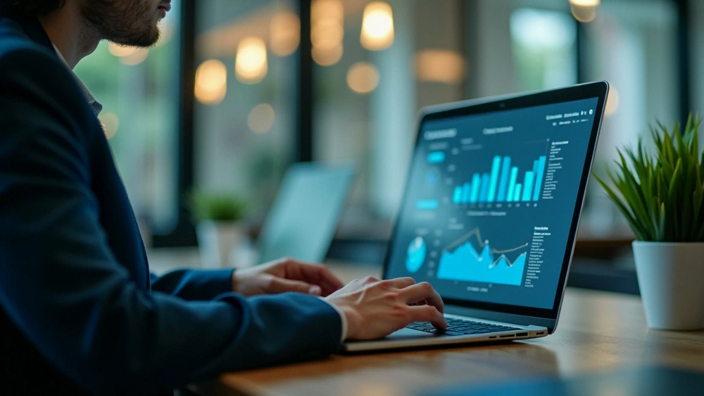 Person reviewing document processing software options and data charts on a laptop